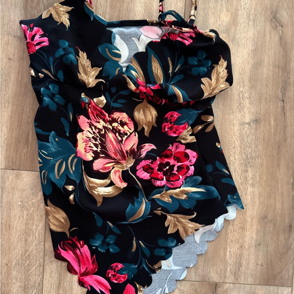 Floral Black and Pink Women's Top